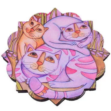 Cat Themed Wooden Customised Souvenir Coaster 90mm - 8