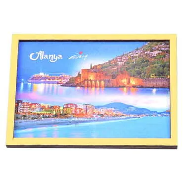 Alanya Themed Wooden Cute Animals Souvenşr Fridge Magnet Serie C 90x120 mm - 3