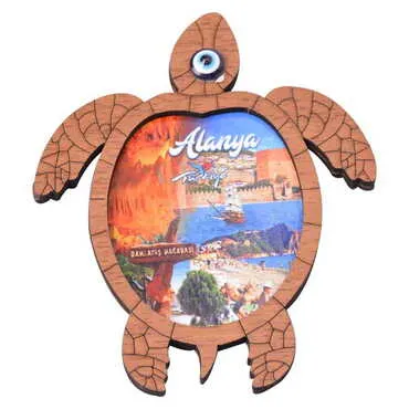 Alanya Themed Wooden Cute Animals Souvenşr Fridge Magnet Serie C 90x120 mm - 11