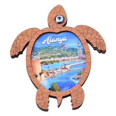 Alanya Themed Wooden Cute Animals Souvenşr Fridge Magnet Serie C 90x120 mm - 12