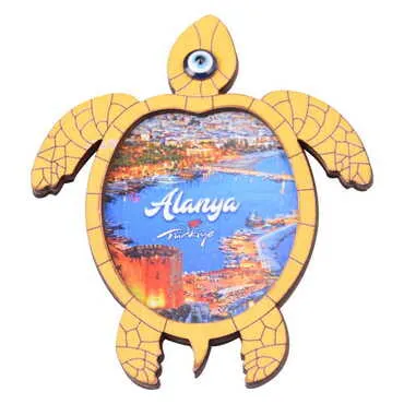 Alanya Themed Wooden Cute Animals Souvenşr Fridge Magnet Serie C 90x120 mm - 14