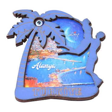 Alanya Themed Wooden Cute Animals Souvenşr Fridge Magnet Serie C 90x120 mm - 17