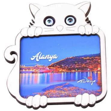 Alanya Themed Wooden Cute Animals Souvenşr Fridge Magnet Serie C 90x120 mm - 41