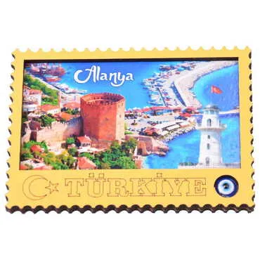 Alanya Themed Wooden Cute Animals Souvenşr Fridge Magnet Serie C 90x120 mm - 42