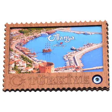 Alanya Themed Wooden Cute Animals Souvenşr Fridge Magnet Serie C 90x120 mm - 44