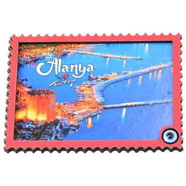 Alanya Themed Wooden Cute Animals Souvenşr Fridge Magnet Serie C 90x120 mm - 45