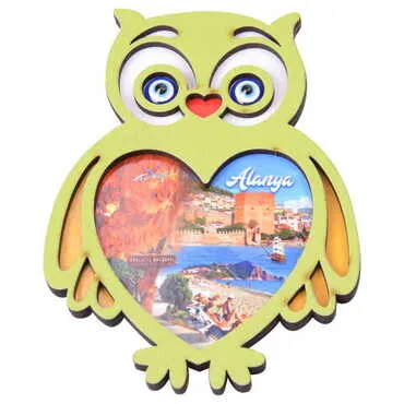 Alanya Themed Wooden Cute Animals Souvenşr Fridge Magnet Serie C 90x120 mm - 47