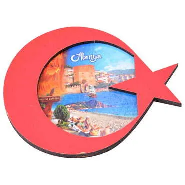 Alanya Themed Wooden Cute Animals Souvenşr Fridge Magnet Serie C 90x120 mm - 53