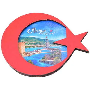 Alanya Themed Wooden Cute Animals Souvenşr Fridge Magnet Serie C 90x120 mm - 54