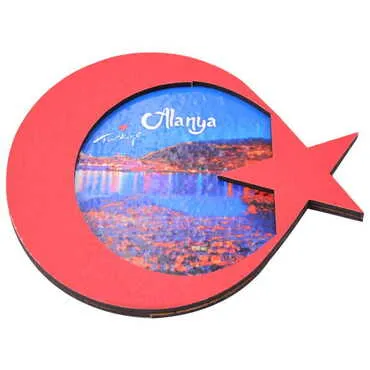 Alanya Themed Wooden Cute Animals Souvenşr Fridge Magnet Serie C 90x120 mm - 56