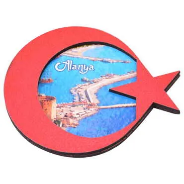 Alanya Themed Wooden Cute Animals Souvenşr Fridge Magnet Serie C 90x120 mm - 57