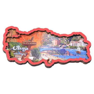 Alanya Themed Wooden Cute Animals Souvenşr Fridge Magnet Serie C 90x120 mm - 59