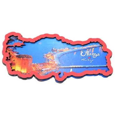 Alanya Themed Wooden Cute Animals Souvenşr Fridge Magnet Serie C 90x120 mm - 60