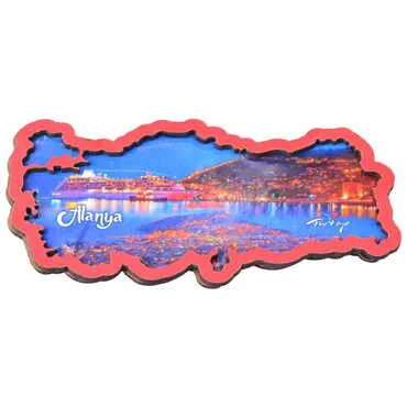 Alanya Themed Wooden Cute Animals Souvenşr Fridge Magnet Serie C 90x120 mm - 61