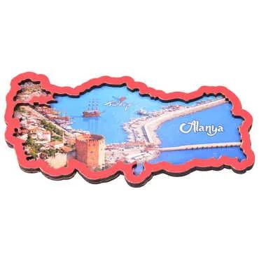 Alanya Themed Wooden Cute Animals Souvenşr Fridge Magnet Serie C 90x120 mm - 62