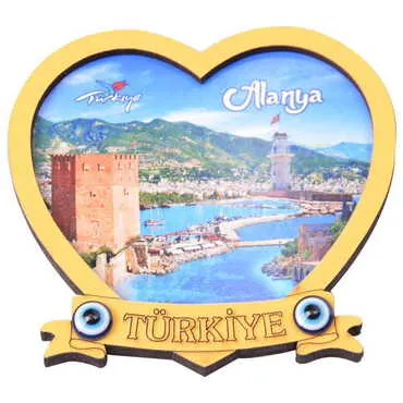 Alanya Themed Wooden Cute Animals Souvenşr Fridge Magnet Serie C 90x120 mm - 75