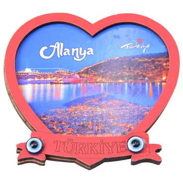 Alanya Themed Wooden Cute Animals Souvenşr Fridge Magnet Serie C 90x120 mm - 76