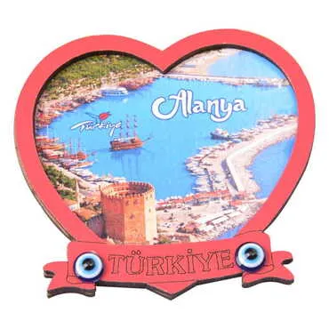 Alanya Themed Wooden Cute Animals Souvenşr Fridge Magnet Serie C 90x120 mm - 77
