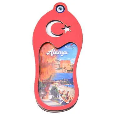 Alanya Themed Wooden Cute Animals Souvenşr Fridge Magnet Serie C 90x120 mm - 79