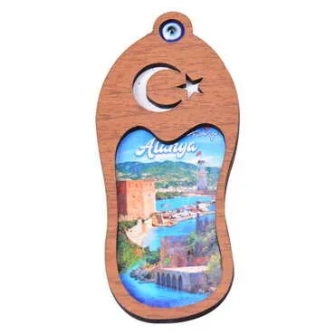 Alanya Themed Wooden Cute Animals Souvenşr Fridge Magnet Serie C 90x120 mm - 81