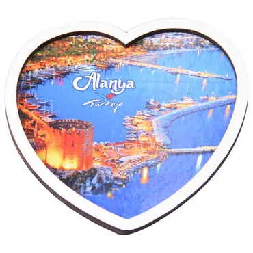 Alanya Themed Wooden Cute Animals Souvenşr Fridge Magnet Serie C 90x120 mm - 84