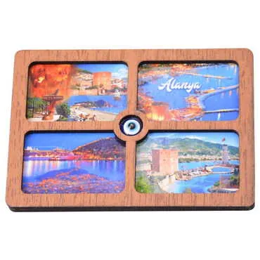 Alanya Themed Wooden Cute Animals Souvenşr Fridge Magnet Serie C 90x120 mm - 88