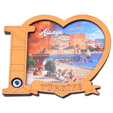 Alanya Themed Wooden Cute Animals Souvenşr Fridge Magnet Serie C 90x120 mm - 90