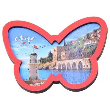 Alanya Themed Wooden Cute Animals Souvenşr Fridge Magnet Serie C 90x120 mm - 91