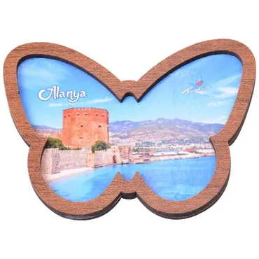Alanya Themed Wooden Cute Animals Souvenşr Fridge Magnet Serie C 90x120 mm - 92