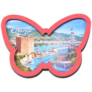 Alanya Themed Wooden Cute Animals Souvenşr Fridge Magnet Serie C 90x120 mm - 93