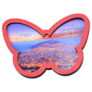 Alanya Themed Wooden Cute Animals Souvenşr Fridge Magnet Serie C 90x120 mm - 94