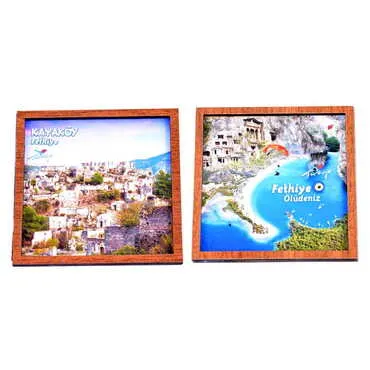 Fethiye Themed Wooden Cute Animals Souvenşr Fridge Magnet Serie C 90x120 mm - 2