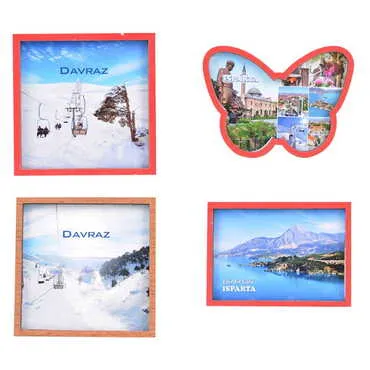 Isparta Themed Wooden Cute Animals Souvenşr Fridge Magnet Serie C 90x120 mm - 2
