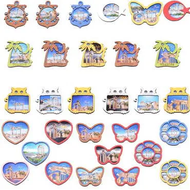 Side Themed Wooden Cute Animals Souvenşr Fridge Magnet Serie C 90x120 mm - 2