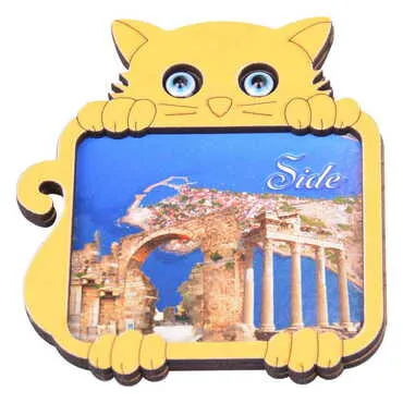 Side Themed Wooden Cute Animals Souvenşr Fridge Magnet Serie C 90x120 mm - 11