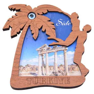 Side Themed Wooden Cute Animals Souvenşr Fridge Magnet Serie C 90x120 mm - 12