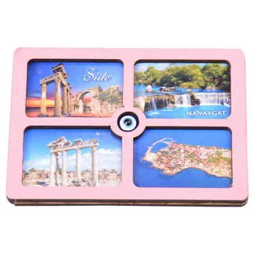 Side Themed Wooden Cute Animals Souvenşr Fridge Magnet Serie C 90x120 mm - 36