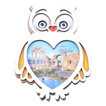 Side Themed Wooden Cute Animals Souvenşr Fridge Magnet Serie C 90x120 mm - 60