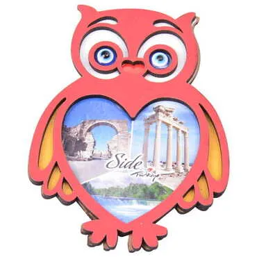 Side Themed Wooden Cute Animals Souvenşr Fridge Magnet Serie C 90x120 mm - 61