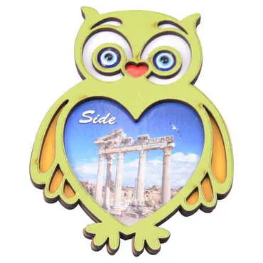 Side Themed Wooden Cute Animals Souvenşr Fridge Magnet Serie C 90x120 mm - 65