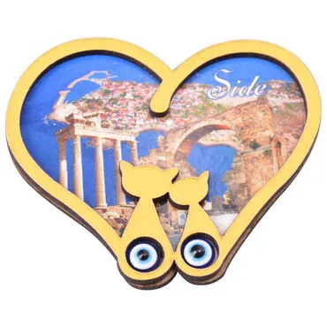 Side Themed Wooden Cute Animals Souvenşr Fridge Magnet Serie C 90x120 mm - 66