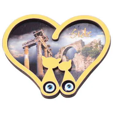 Side Themed Wooden Cute Animals Souvenşr Fridge Magnet Serie C 90x120 mm - 69