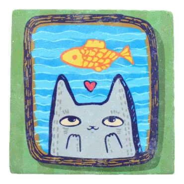 Toptan Kedi Temalı Taş Gider Kapağı 100x100 mm - 6