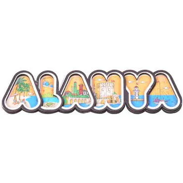 Alanya Themed Wooden UV Printed City Name Letter Fridge Magnet - 7