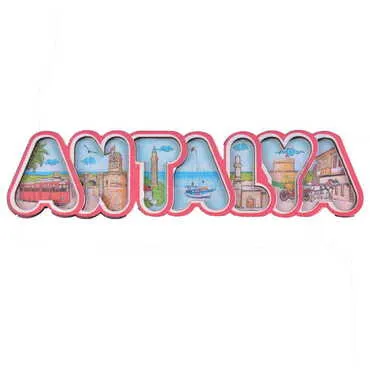 Antalya Themed Wooden UV Printed City Name Letter Fridge Magnet - 6