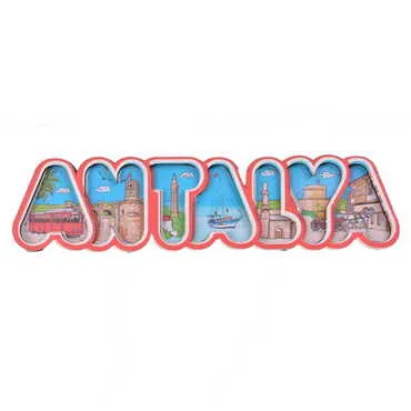Antalya Themed Wooden UV Printed City Name Letter Fridge Magnet - 7