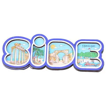 Side Themed Wooden UV Printed City Name Letter Fridge Magnet - 6