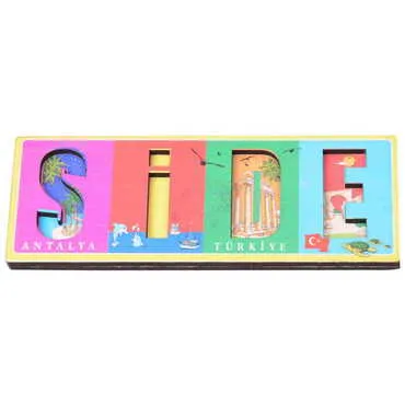 Side Themed Wooden UV Printed City Name Letter Fridge Magnet - 9