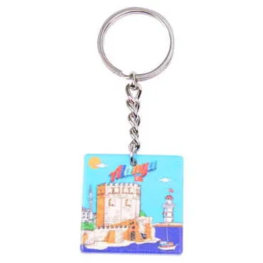 Toptan Alanya Temalı Uv Baskılı Kare Anahtarlık 40x108 mm - 6