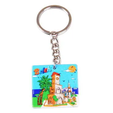 Belek Themed Customised Uv Printed Plastic Base Round Keyring 40x108 mm - 3
